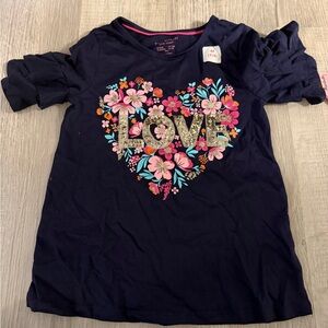 Girls' Navy Blue Love Floral T-Shirt